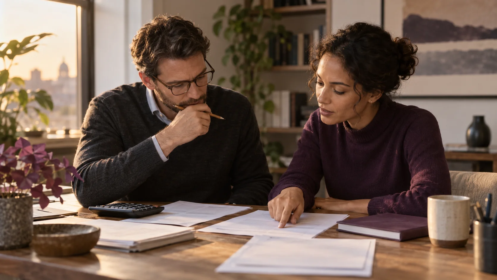 Two investors review bank earnings papers together.